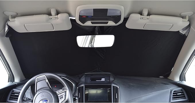 Patented Car Windshield Sun Shade with Storage Pouch by A1 Sunshade Retractable Automotive Truck SUV Front Window Shield Blocker Screen Visor Protector Cover for Auto Interior Accessories for Heat D2