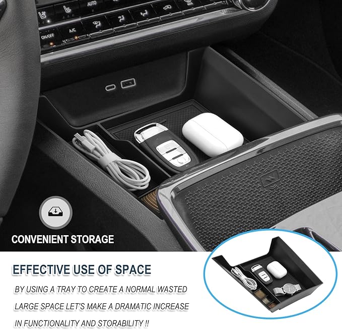 Ruiya 2026 Equinox Console Organizer for Chevy Equinox 2026 Accessories ABS Material Front Gear Storage Box Compatible with 2025 2026 Chevy Equinox LT/RS/ACTIV(Not for Equinox EV)