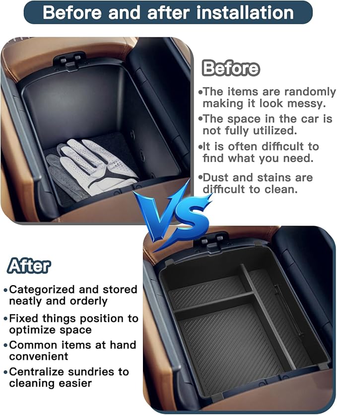 Ruiya (2Pack) 2026 Palisade Center Console Organizer,for Hyundai 2026 Palisade Calligraphy Accessories Upper & Lower Layer Armrest Console Glove Tray Compatible with 2026 Hyundai Palisade Calligraphy