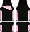 CAR PASS Jelly Waterproof Universal Fit Car Floor Mats, Girly Car Carpet Mats with Anti-Slip Nibbs Backing & Driver Heel Pad Fit for SUV, Vans, sedans, Cute car mats of 4pcs for Women (Pink)