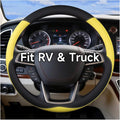Heavy-Duty Steering Wheel Cover for RV Trucks & Campers - Non Slip Covers, Steering Wheel Grip for Motorhomes & Recreational Vehicles, Fits Oversized 15.5-16 Inch Wheels (Yellow)