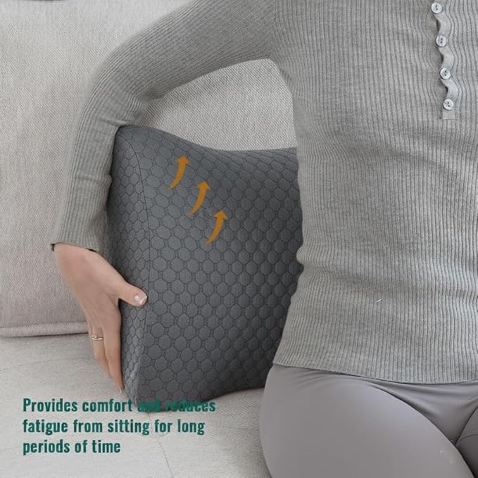 CHERRYARN Lumbar Support Pillow Memory Foam Breathable Support for Office Chair, Car Seat, Sofa, Bed - Relieves Back, Spine, Neck Pain for Ergonomic Comfort Gray 18 * 11 * 7.5in