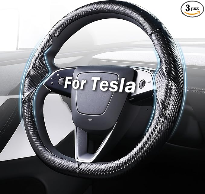 Steering Wheel Cover for Tesla Model 3 Highland(2024-Present)/ Model Y Juniper(2025-Present),Anti-Slip,Comfortable Grip,Breathable,Customized for Tesla Model 3/Y Accessories,Matte Black