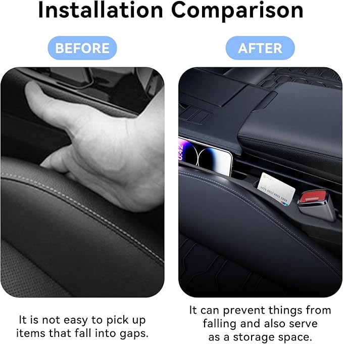 2PCS Car Seat Gap Filler Organizer,Multifunctional Car Gap Filler Organizer Storages Function ,Universal Console Catcher Between Seats Cars Interior Accessories (Beige)