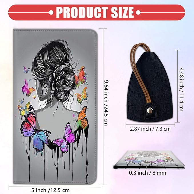 Car Registration and Insurance Card Holder for Women Men, Waterproof PU Leather Glove Box Car Organizer with Magnetic Shut, Vehicle Document Holder for Driver License,Cards, Butterfly Girl Pattern