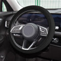Car Steering Wheel Cover, Universal 14.5-15 Inch Black Leather Steering Wheel Wrap with Better Sport Grip for Men Women, Anti-Slip Breathable Car Interior Accessories for Most Vehicles (Black)
