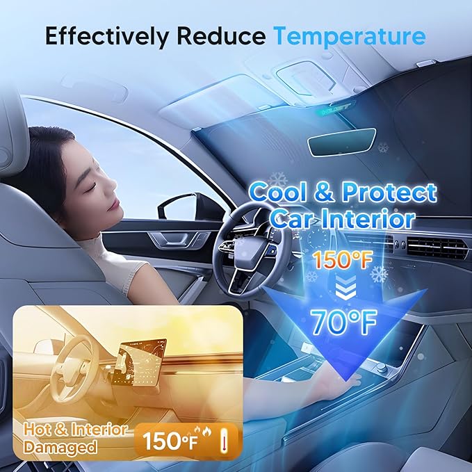 KUST Windshield Sun Shade for 2014-2016 2017 2018 Chevrolet Chevy Silverado/GMC Sierra 1500 2500HD 3500HD Custom Fit Sunshade Accessories Foldable Sun Visor Protector Block UV Rays