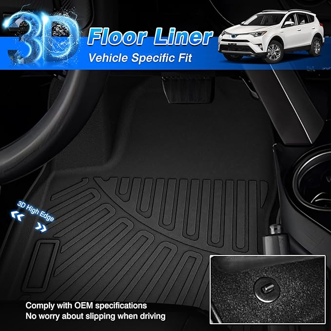Rav4 Floor Mats - Car Mats for Toyota RAV4 2013-2018, All Weather Floor Mat for Rav4 Accessories, Heavy Duty Rubber Mats, Car Accessories