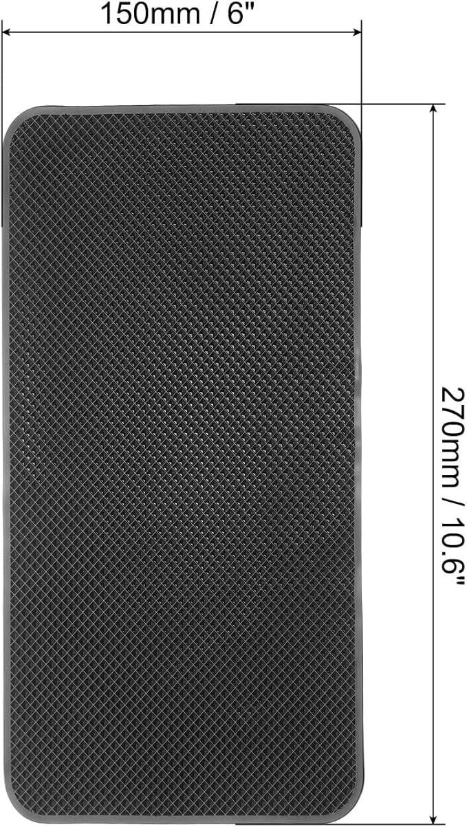 HARFINGTON 2pcs Car Dashboard Anti-Slip Mat 10.6" x 6" Universal Sticky Dash Pad Grid Pattern Washable Reusable Car Non-Slip Mats for Phone Keys Sunglasses Electronic Devices, Black