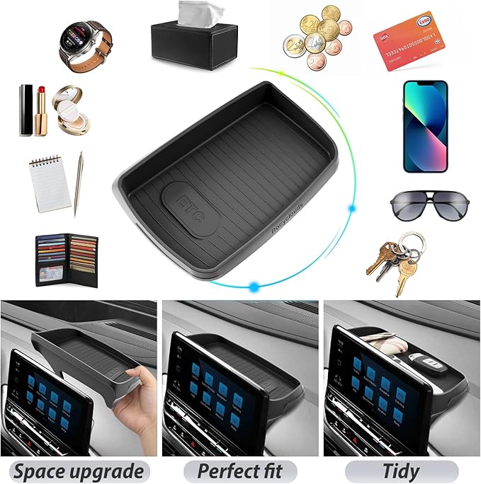 SKTU for 2020-2026 VW ID.4 Dashboard Storage Box for 2020-2026 Volkswagen ID.4/2020-2024 Audi A4/2021-2024 Audi Q5 Dashboard Organizer 2024 2025 2026 ID.4 Accessories 2024 Q5 Accessories-Durable