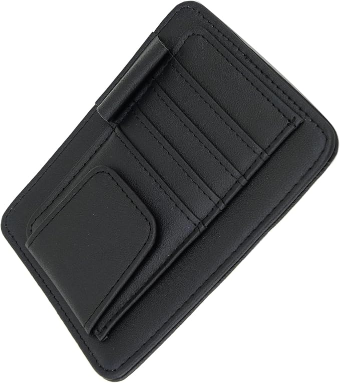 Car Sun Visor Organizer Holder with Clip, Auto Storage Pocket Sun Visor Pouch for Sunglasses, Credit Card, License Registration, Document, Pen, Key