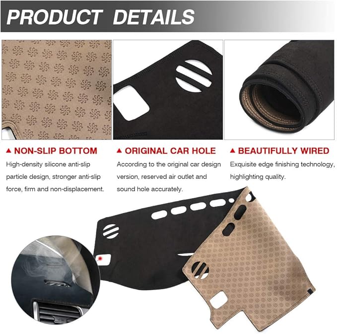 CARTIST Dashboard Cover Mat for 2014-2017 2018 2019 Toyota Highlander Accessories Dash Cover Suede Dash Mat Sunshade Glare UV Rays Protector