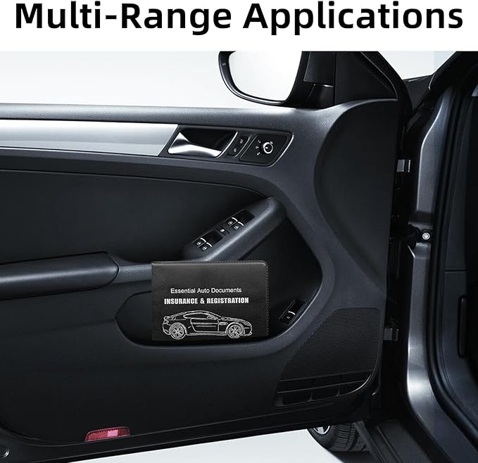 Ziciner Car Registration Insurance Holder, 2Pack Essential Auto Card Document Glove Box Organizer with Touch Fastener, Vehicle Interior Accessories Perfect for Most Car, Truck, SUV (Black/Big Car)