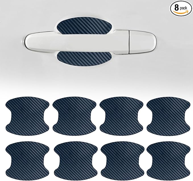 8PCS Car Door Handle Cup Scratch Protector, Car Door Handle Sticker, Scratch Auto Door Protective Film, Car Accessories Car Door Handle Protective Films Universal for Cars (Blue, 8PCS)