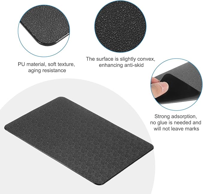 HARFINGTON 2pcs Car Dashboard Anti-Slip Mat 7" x 5" Universal Sticky Dash Pad Washable Reusable Car Non-Slip Mats for Phone Keys Sunglasses Electronic Devices, Black