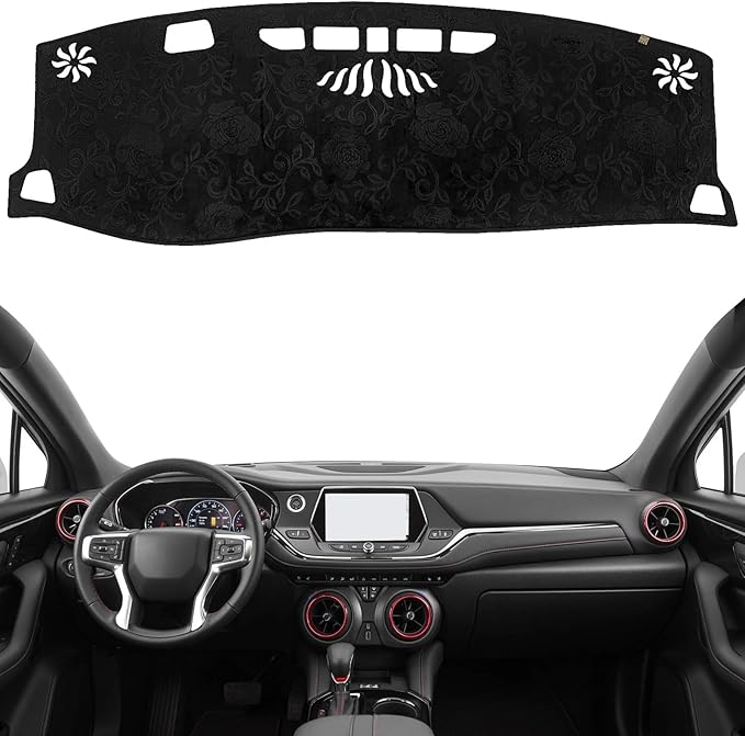 KEYOOG Dashboard Cover Dash Mat Fit for Chevy Blazer 2024-2019 Car Dash Board Mat Anti-Glare Carpet,Non-Slip Pad Sunshield Protector (Flannel)