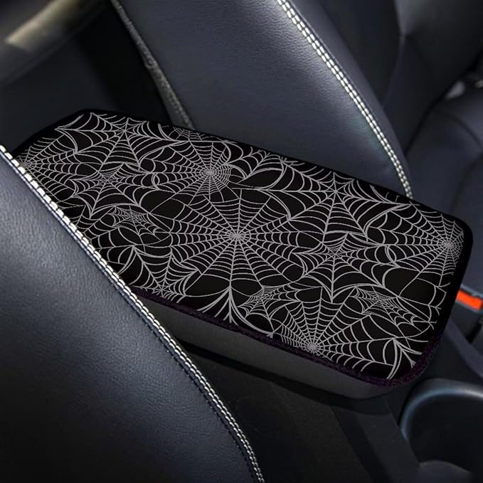 Horeset Spider Web Center Console Armrest Cover Soft Comfy Arm Rest Cushion Accessories Interior Decor, Easy to Install