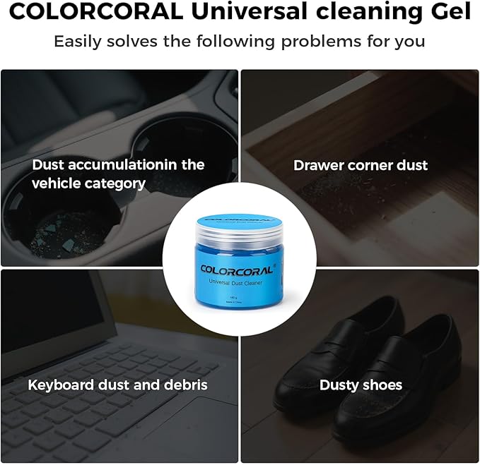 COLORCORAL 320g Cleaning Gel for Office Products Cleaning,Keyboard Cleaner Dust Clean Gel for Car Interior Cleaning,Car Putty Reusable Slime goo for Vehicle Vents,Laptop(Navy Blue, Yellow)