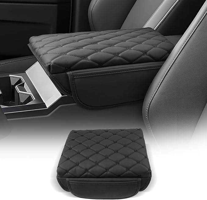 CDEFG for 2024 2025 2026 Cybertruck Center Console Cover Armrest Cover for Tesla Cybertruck Accessories Arm Rest Protector with Side Pockets Back Mesh 4 Velcro Pockets