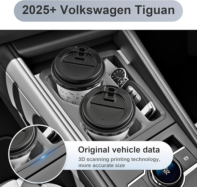 SKTU for 2025 2026 VW Tiguan Accessories Cup Holder for 2025 2026 Volkswagen Tiguan (S/SE/SE R-Line Black/SEL R-Line) Central Control Cup Holder VW Tiguan 2025 2026 Accessories Durable Cup Pad