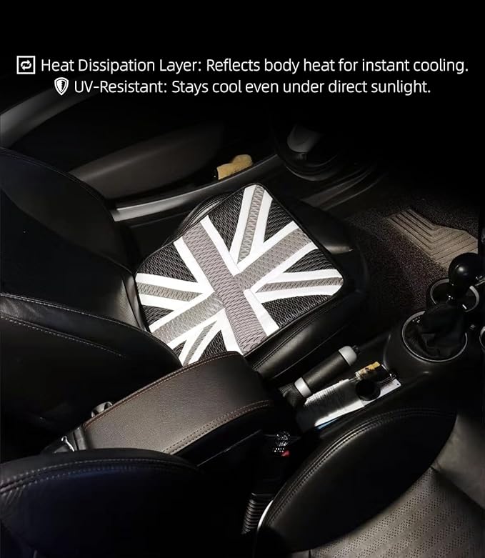 Universal British Flag Car Seat Cushion for MINI Cooper Compatible w/Clubman Countryman Cooper S J01 J05 U25 R/F Series Cooling Pad & Memory Foam (Red)
