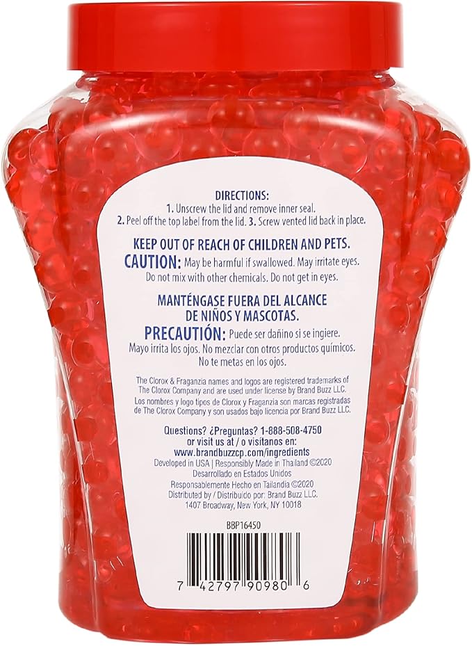 Clorox Fraganzia Crystal Beads Air Freshener, Long Lasting Room Deodorizer and Odor Eliminator Gel Beads to Freshen Home, Car, or Office, Cherry Burst Scent, 12 Fl Oz - 12 Pack