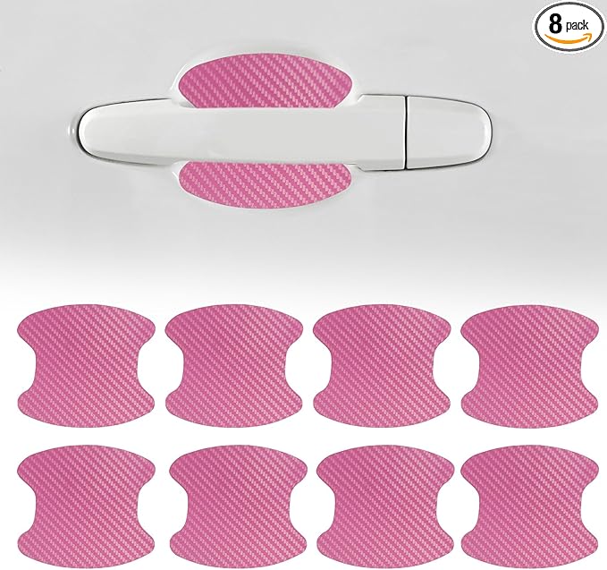 8PCS Car Door Handle Cup Scratch Protector, Car Door Handle Sticker, Scratch Auto Door Protective Film, Car Accessories Car Door Handle Protective Films Universal for Cars (Pink, 8PCS)