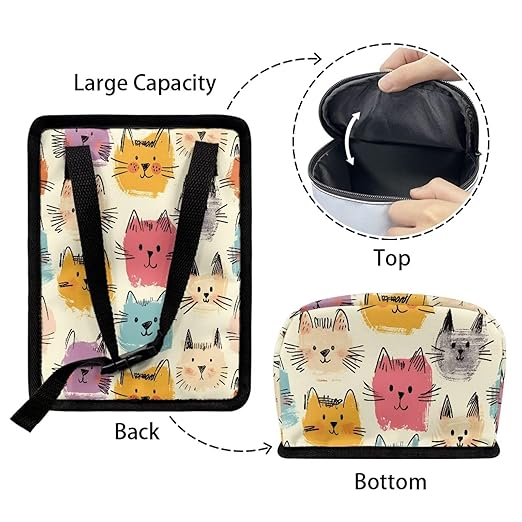 Cute Cats Print Car Trash Can with Lid Hanging Car Trash Bag Leak-Proof Portable Cars Garbage Bin Truck Sedan Accessories Interior Cars Organizer