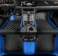 Custom Leather Car Mats, Vehicle-Specific Fit All-Weather Floor Mats, 100% Waterproof Anti-Slip Durable Protection for SUV Truck Sedan, Precision Tailored Protection (Blue and Black)