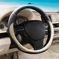 Beige Car Steering Wheel Cover, Nappa Leather, Bottom Color Blocking, Universal 14.5-15 Inch Leather Anti-Slip Breathable Auto Steering Wheel Covers for Men Women
