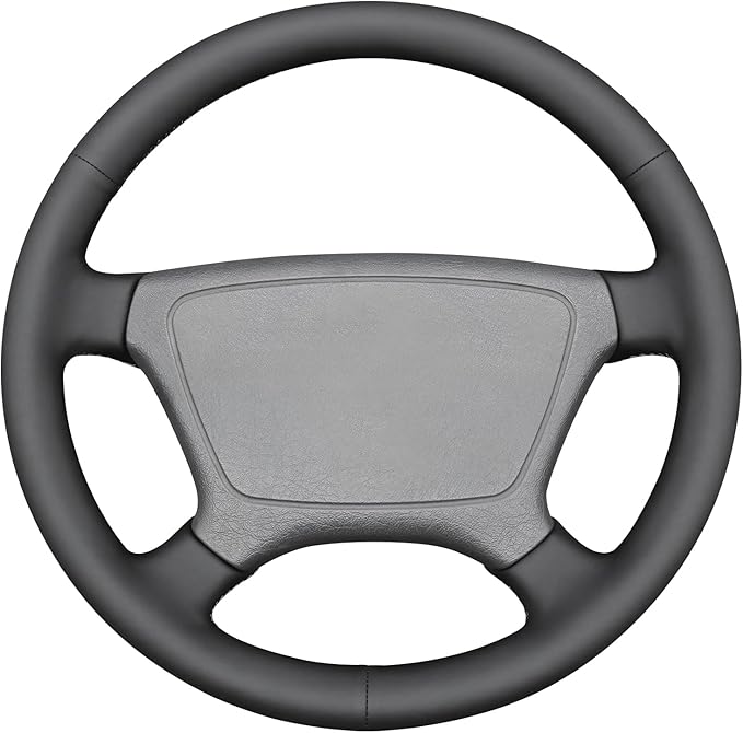 MEWANT Black Hand Stitch Steering Wheel Cover for C-Class W202 E-Class W210 W124 S-Class W140 1993-2000 Smooth Genuine Leather DIY Wrap Custom Fit Classic Car Interior Accessories
