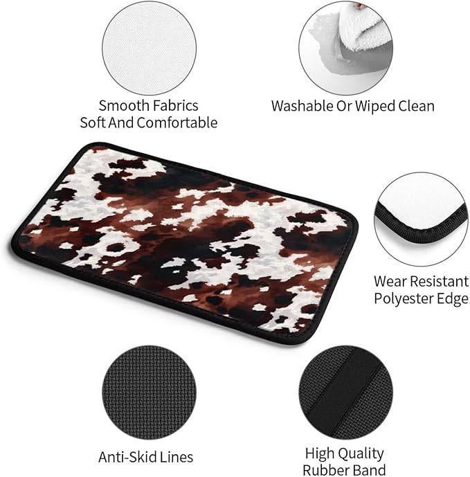 Brown Abstract Print Center Console Cover Vintage Retro Animal Skin Pattern Arm Rest Covering Pad for Car Cow Middle Console Lid Covers
