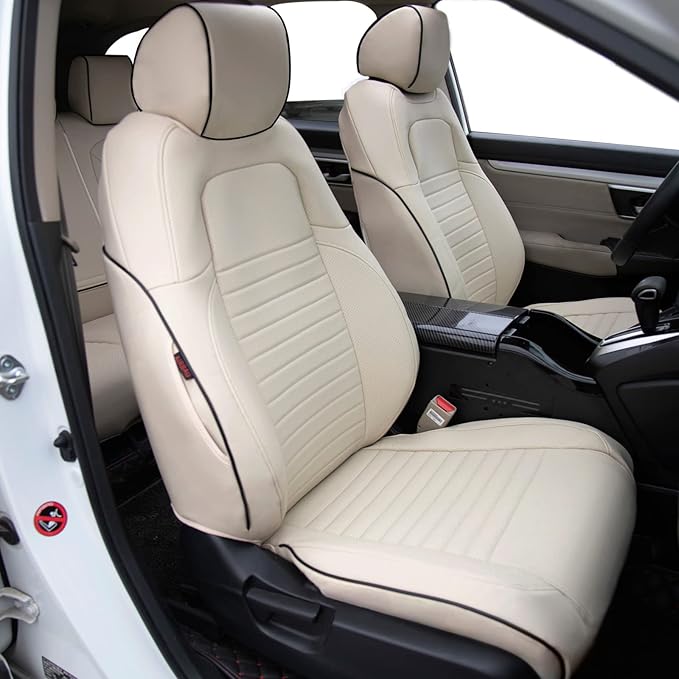 HKZ Fit CRV Car Seat Covers Full Set for Honda CR-V 2015 2016 CRV Sport;EX;EX-L;LX;Touring;Special Edition AWD/2WD - Leather (Beige)