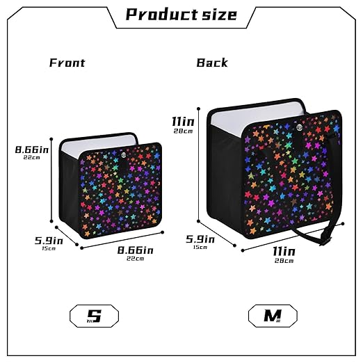 Car Trash Can Organizer Bin with Adjustable Strap for Back Front Seat Console Waterproof Leakproof Collapsible Portable 11 Inch Vibrant Rainbow Stars