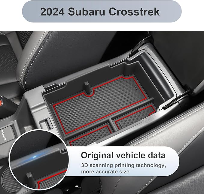 SKTU for 2024 2025 2026 Subaru Crosstrek/Impreza Center Console Organizer 2024-2026 Crosstrek Hybrid Console Tray 2024 2025 2026 Impreza Accessories Tray 2024 2025 2026 Crosstrek Accessories (Red)