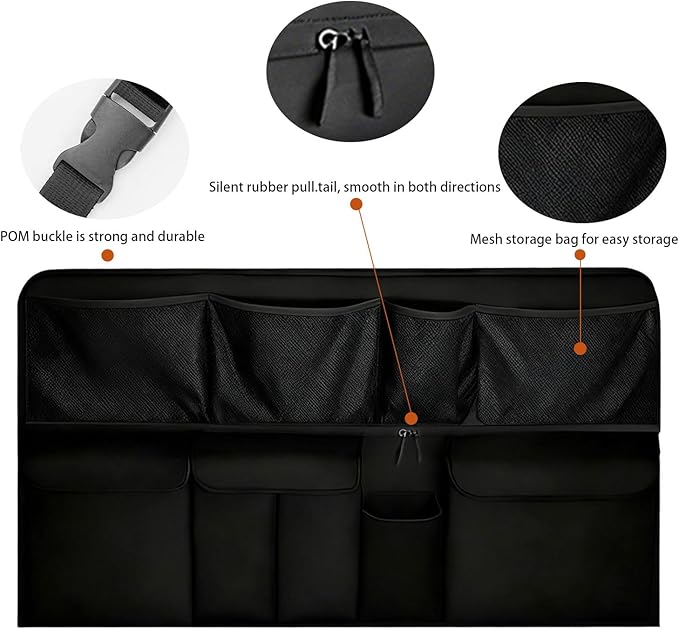 QIANKUNBAG Car Trunk Organizer, LARGE CAPACITY(41 x 20 in) Car Storage Bag with 9 Pockets, 9X Upgraded Trunk Storage Organizer for Car, SUV, Truck, Jeep，MPV- Black