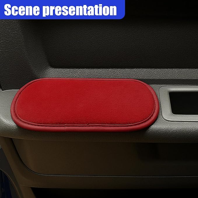 Car Door Armrest Pads, Soft Leather Memory Foam Car Center Console Pillow with Strong Adhesive, Universal Comfortable Auto Arm Rest Cushion Accessories for Elbow and Knee Support(Red)