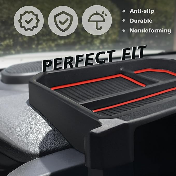 Muslogy Dashboard Storage Box Compatible with 2024 2025 Tacoma & 2025 4Runner Accessories Center Console Organizer w/ 8-inch Screen for SR SR5 TRD PreRunner TRD Sport Off-Road Pro Trailhunter (Red)