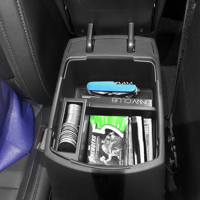 EDBETOS Seltos Center Console Organizer Compatible with KIA Seltos 2020 2021 2022 2023 2024 2025 Accessories Armrest Box Insert Tray Secondary Storage Pallet ABS Plastic Material, Black