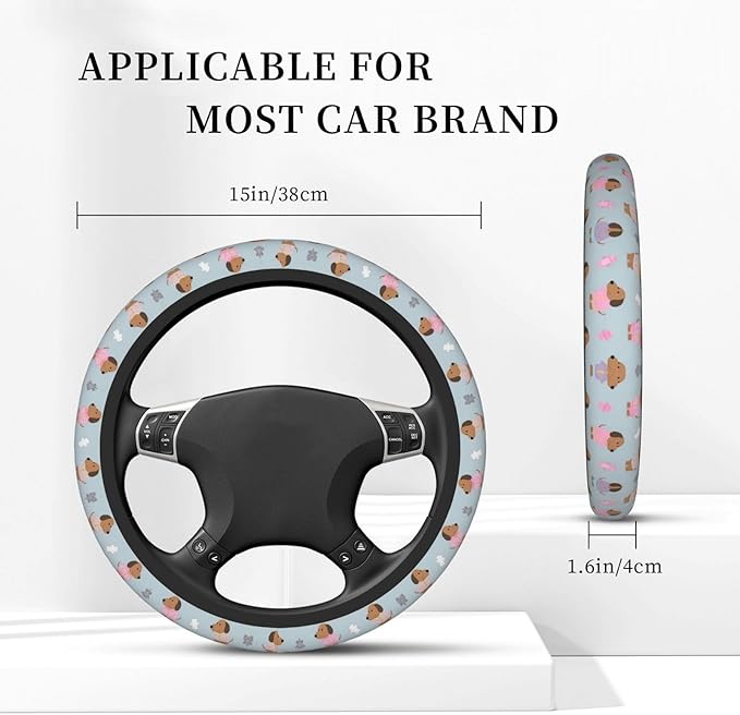 Cute -Dachshunds?Print Neoprene Steering Wheel Covers Women Men Car Accessories, Universal 15 Inch Fit Auto, Suvs, Truck