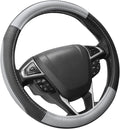 SEG Direct Black and Gray Microfiber Auto Car Steering Wheel Cover Universal 15 inch