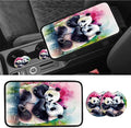 Car Armrest Cover Pads Universal Fashion Cute Auto Center Console Armrest Cover Pad with 2PCS Car Coasters Soft Waterproof Car Armrest Seat Protector for Women Girls, Cute Panda