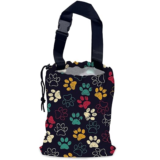 NHNXHWIA Colorful Paw Car Trash Bag,Hanging Drawstring Car Garbage Bag, Waterproof Canvas Car Back Seat Organizer with Adjustable Buckle, for Vehicles, SUVs, Camping, Road Trips