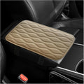 Car Center Console Pad, Waterproof PU Leather Auto Armrest Box Cover, Comfortable Vehicle Arm Rest Protector Cushion Pad for Car SUV, Universal Car Accessories (Beige)