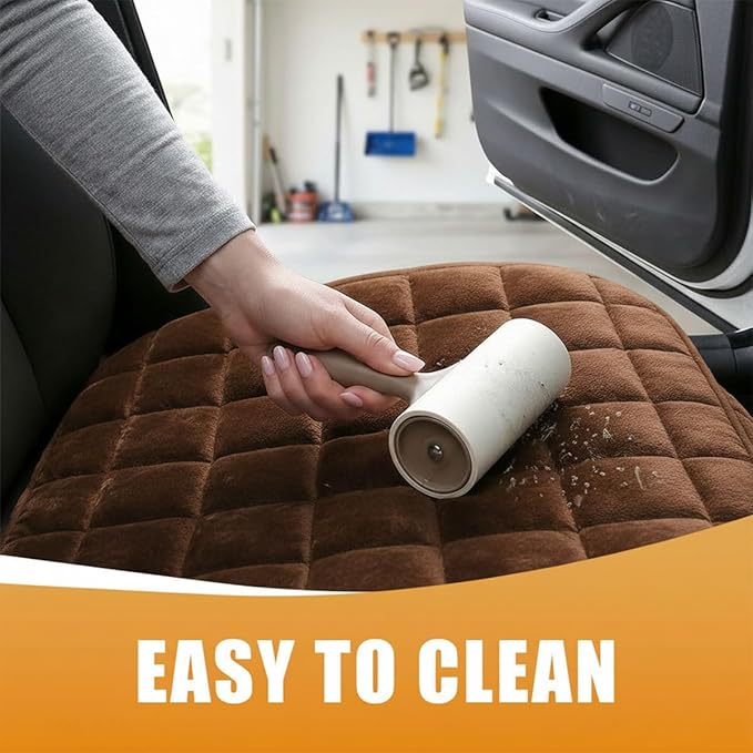 YoRise Car Seat Cushion, Soft Plush Auto Seat Pad with Storage Pocket, Car Driver Seats Protector Cover with Non-Slip Rubber Bottom, Winter Vehicle Accessory for SUV, Truck, Home, Office (Coffee)