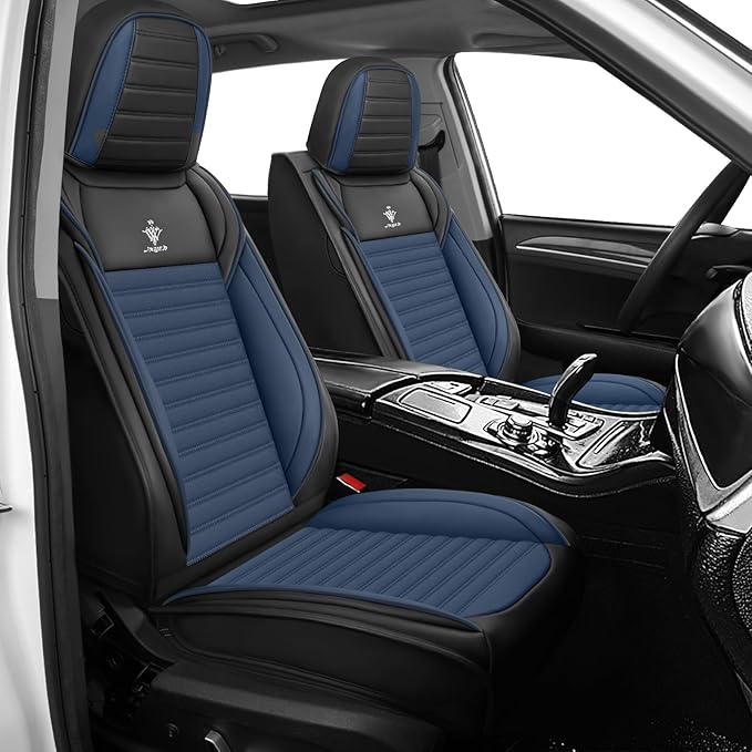 ARTIBY Seat Covers Custom Fit for Mitsubishi Outlander 2004-2025, Standard Waterproof Car Seat Cover, Breathable and Comfortable Leather Cushion Cover, Auto Interior Accessories (Black Blue)