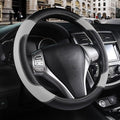 Leather Car Steering Wheel Cover, Non-Slip Car Wheel Cover Protector Breathable Microfiber Leather Universal Fit for Most Cars(Grey)