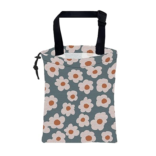 KXWQTRDD Car Garbage Bag Vintage Blue Floral Daisy Hanging Canvas Car Trash Bag Waterproof Drawstring Car Back Seat Organizer for Car Back Front Seat Console with Adjustable Buckle