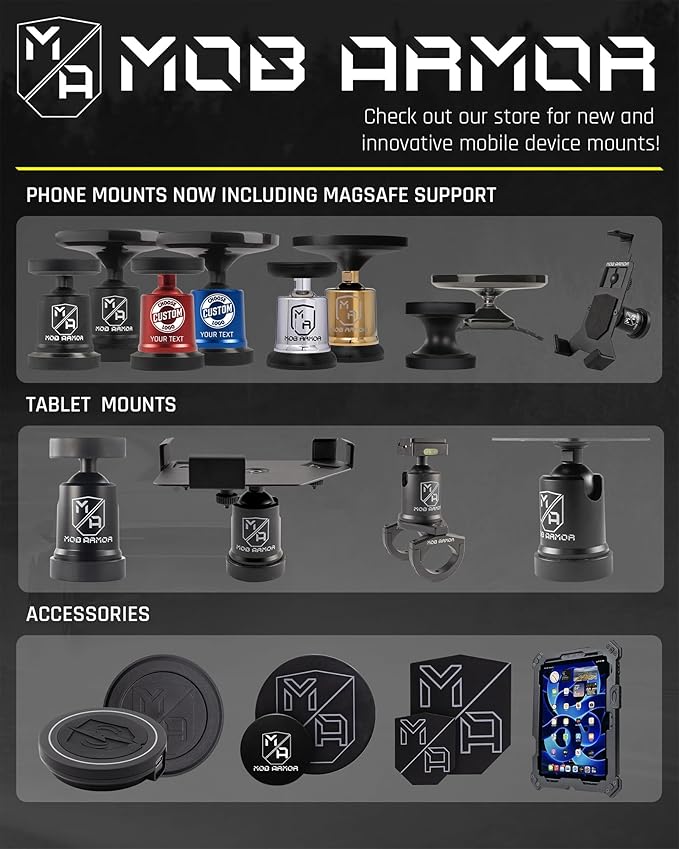 Mob Armor MobNetic Go Magnetic Phone Car Holder with Metal Plate - Strong Magnetic Base, Aircraft Grade Aluminum, Car Dashboard & Metal Surface Mount, Compatible with iPhone and Android Smartphones