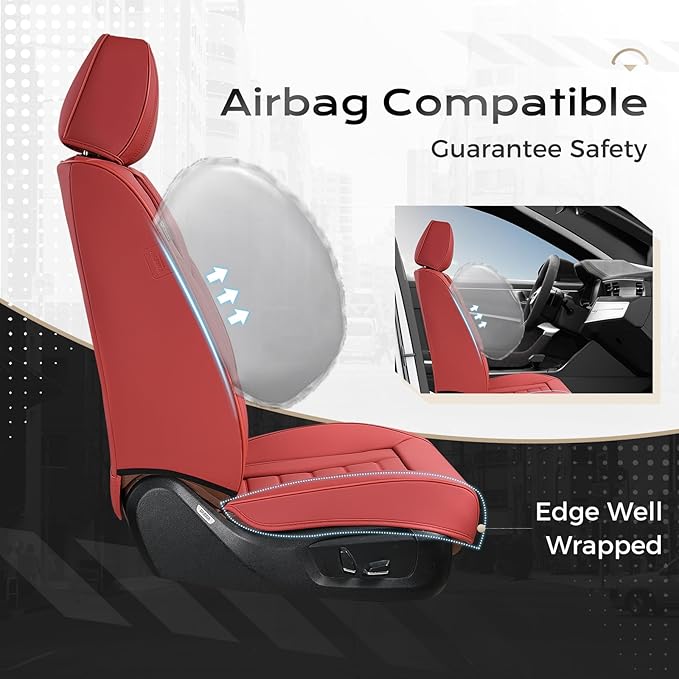 Coverado Car Seat Covers Full Set, Seat Covers for Cars, Front Seat Covers and Back Seat Cover Waterproof Leather Automotive Seat Cover, Universal Car Interior Protectors Cushion for Most Cars